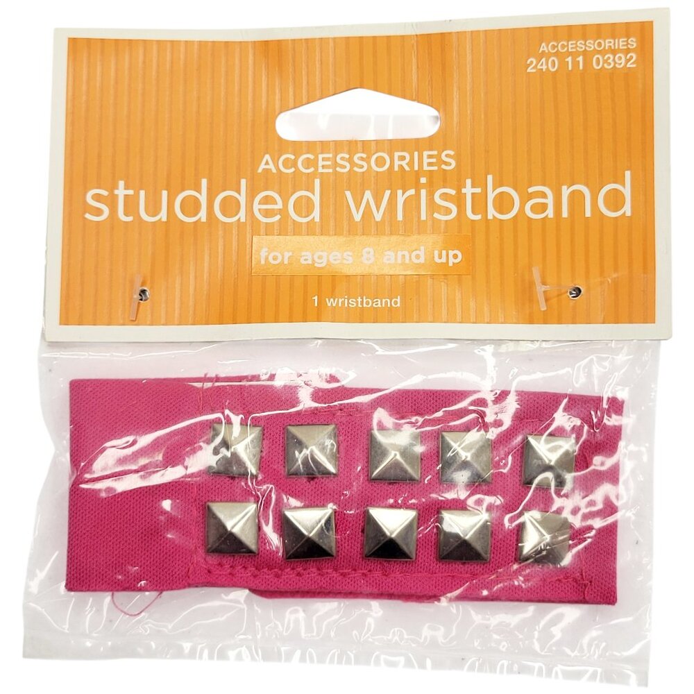 Pink Studded Wrist Band Bracelet 1980s Costume Accessory Halloween